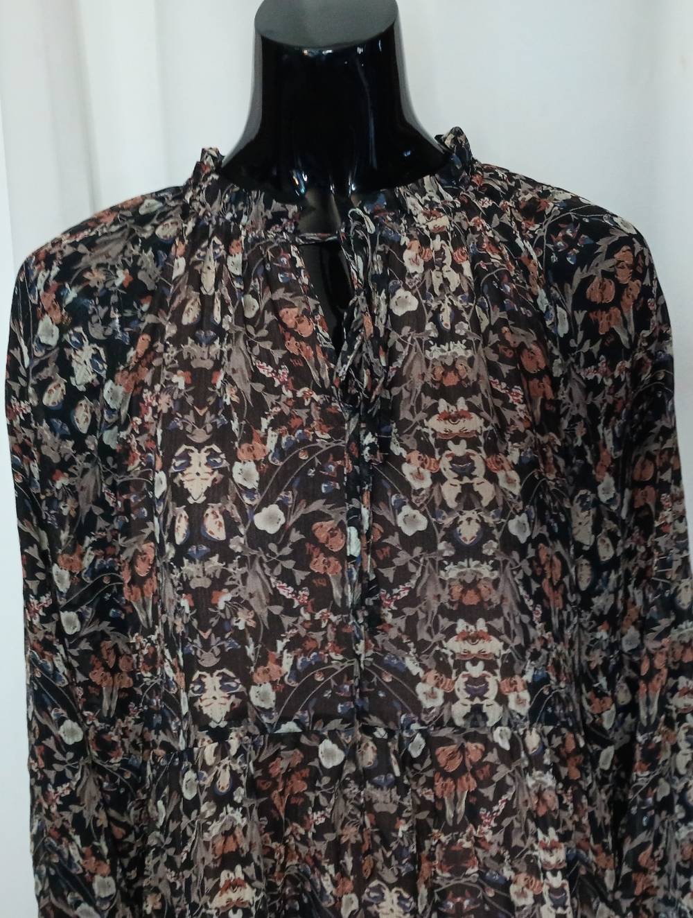 Dress Forum Womens Forest Fairy Peasant Dress Medium Brown Floral Bohemian - Picture 3 of 11